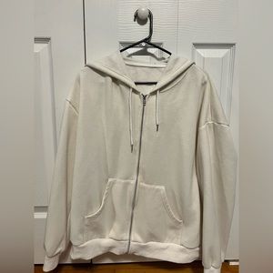 cream off whitish oversized zip up